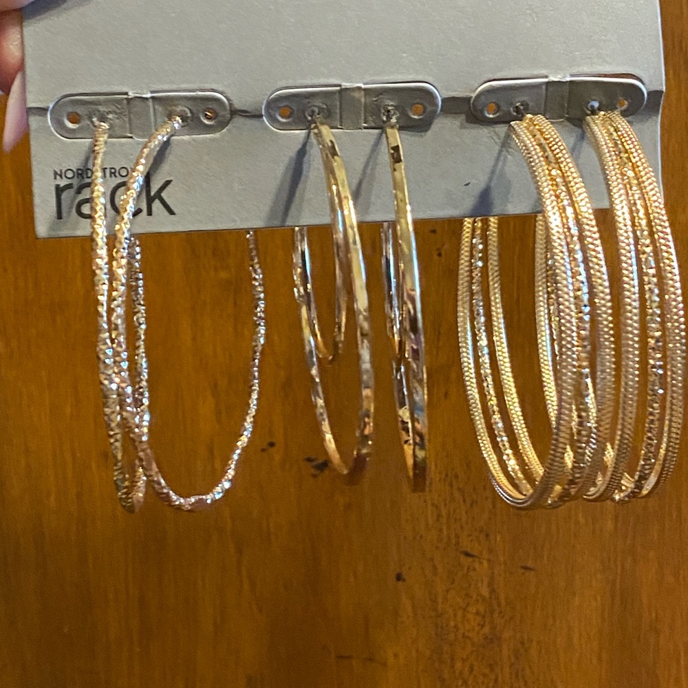 Nordstrom Rack Gold Tone Hoop Earrings Set of 3